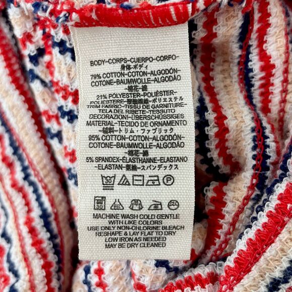 We The Free Bell Sleeve Smock Knit Top Red Blue Sz Medium - Picture 9 of 9